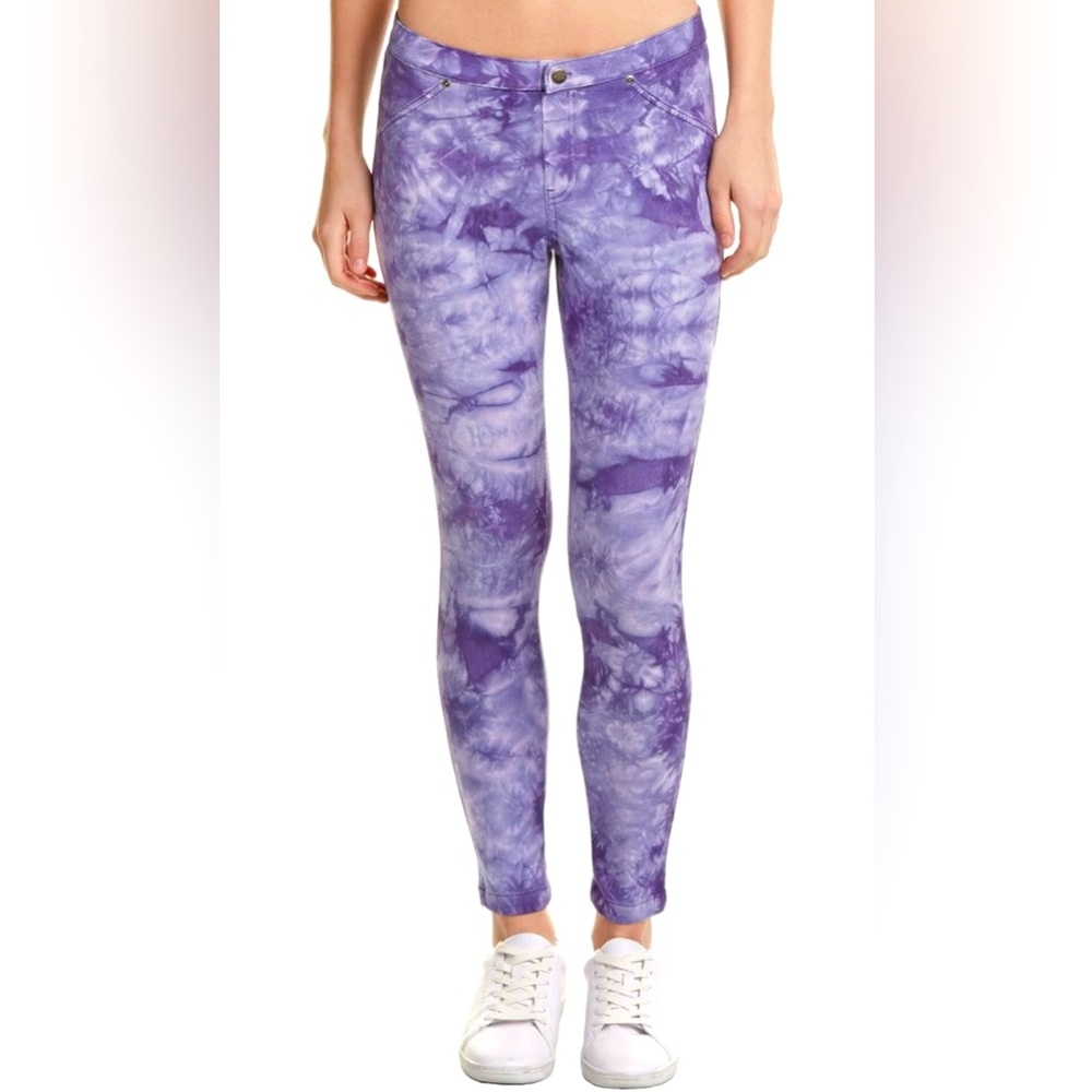 HUE Womens Tie Dye Denim Skimmer Leggings Purple Size Large EUC